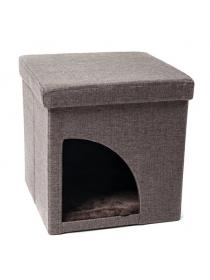 SACRONS Soft Portable Opening Cat Play Cube Bed, Brown