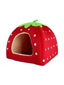 SACRONS KINGMAS Cute Soft Sponge Strawberry Pet Cat Dog House Bed Warm Cushion Basket Size:S by akezone