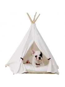 SACRONS Pet Teepee Dog(Puppy) & Cat Bed - Portable Pet Tents & Houses for Dog(Puppy) & Cat Beige Color 24 Inch (with or 